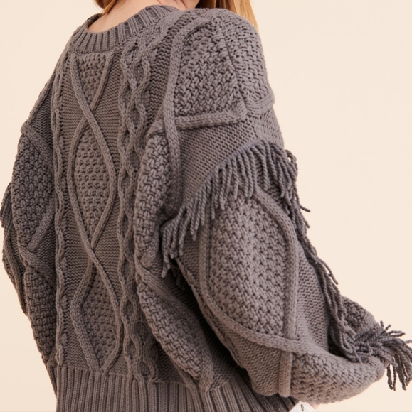 Line & Dot Gray Cable Knit Sweater Sz S - Picture 3 of 7